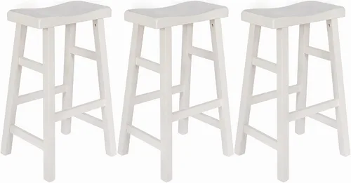 Vista 9 de eHemco Taburetes de madera maciza, 29 pulgadas, roble oscuro, juego de 3 Heavy Duty, encimera de cocina