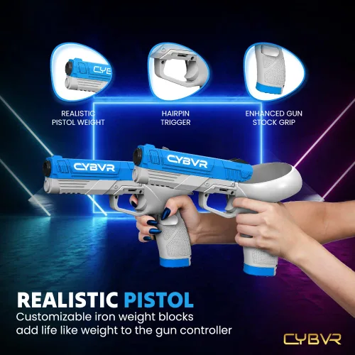 Vista 7 de CYBVR Weighted Gun Stock Controller Grips for the Oculus Quest 2 - VR Accessories for the Meta Quest 2