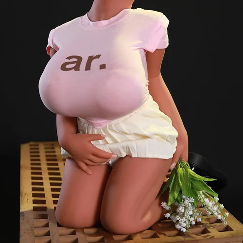 Vista 3 de Realistic Life - Muñeca sexual de tamaño completo con esqueleto integrado, masturbador masculino, juguete sexual realista con pecho grande, marrón