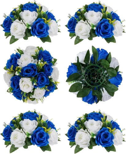Vista 29 de BLOSMON Bolas de Flores para Bodas, Centros de Mesa de Rosas, 2 Piezas, Flores Artificiales Negras, Bolas Florales Colgantes, Decoración de Arreglos