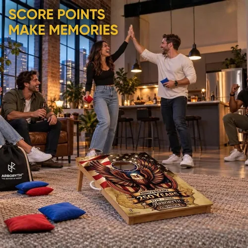 Vista 8 de Juego de tablas de cornhole de madera maciza, natural, 8 bolsas de frijoles Bald Eagle