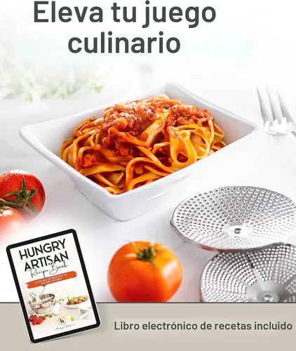 Vista 3 de Molinillo de alimentos de acero inoxidable con 3 discos, manivela giratoria ergonómica para salsa de tomate, puré de manzana, comida para bebés
