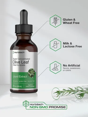 Vista 9 de Horbäach Extracto de hoja de olivo líquido 2 fl oz Super Strength