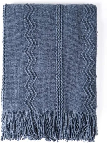 Vista 71 de Bourina Manta de punto decorativa con textura, unicolor y suave, para sofá, 50 x 60 pulgadas, almendra Knitted Throw Blanket 50x60 Inches, Soft