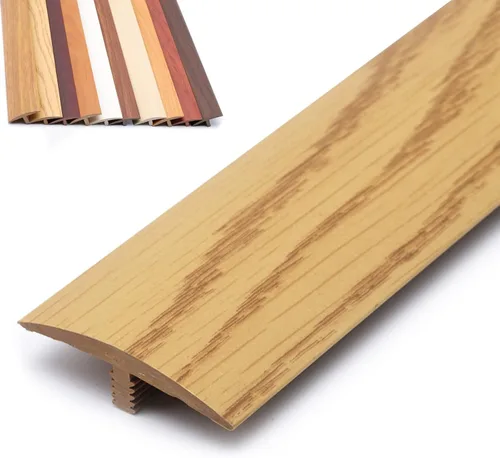 Vista 9 de Tira de transición de suelo de madera con moldura en T, flauta reductora de puerta para cocina, dormitorio, balcón, protector de borde de alfombra