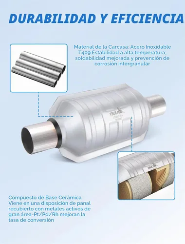 Vista 4 de Nilight - Convertidor catalítico de entrada/salida de 2 pulgadas con escudo térmico, catalizador universal de 2 pulgadas para Chevrolet Chevy Dodge