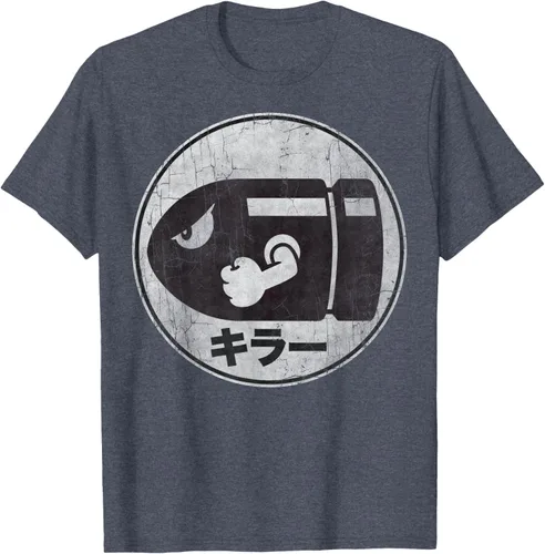 Vista 58 de Super Mario Camiseta con logotipo de Bullet Bill Distressed en Kanji