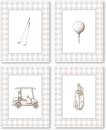 Vista 12 de Pleonox Juego de 4 impresiones artísticas inspiradoras para pared de golf verde retro de 8 x 10 pulgadas, decoración de sala de deportes, fotos