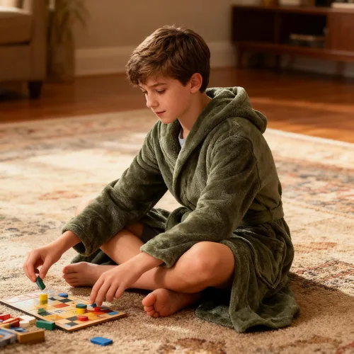 Vista 10 de E.W Apparel Bata de baño de forro polar con capucha para niños, bata suave y mullida para niños pequeños
