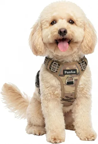Vista 49 de Funfox Arnés para perro sin tirones, arnés de chaleco ajustable para mascotas, material súper suave con mango vertical, fácil control, paseo