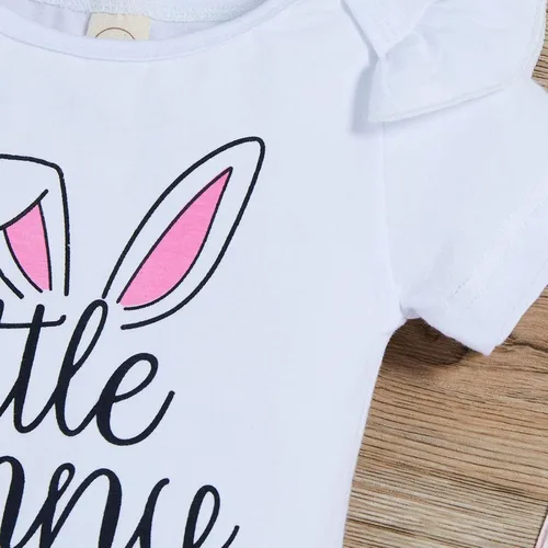 Vista 4 de AIMAOMI Toddler Kid Baby Girl Easter Outfits Short Sleeve T-Shirt Top + Bunny Suspender Skirt Outfit Skirt Set