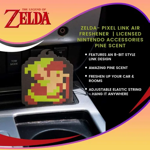 Vista 6 de Zelda - Ambientador Pixelized Link Accesorios con licencia Nintendo Accesorio perfecto para automóvil, hogar, oficina Aroma de pino