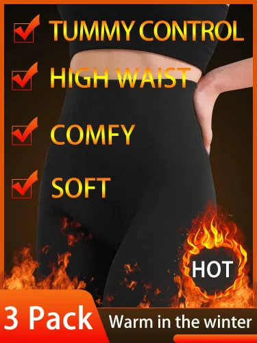 Vista 2 de FULLSOFT 3 Pack Fleece Lined Leggings Women High Waisted Workout Winter Warm Thermal Yoga Pants