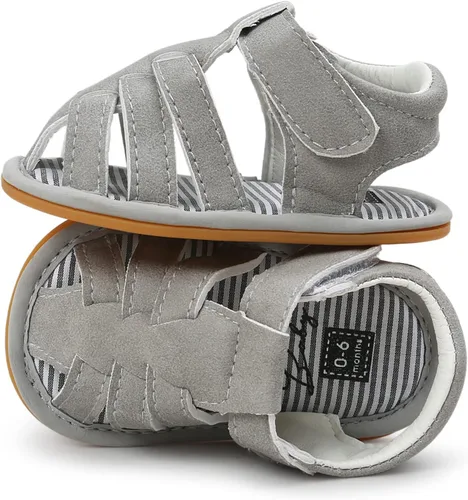 Vista 15 de Sandalias para bebé niña niño, suela antideslizante suave de primera calidad, sandalias de bebé para bebé, zapatos de playa casuales de verano