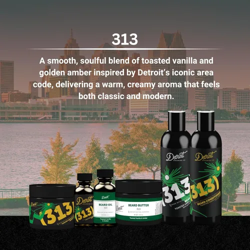 Vista 8 de Detroit Grooming Co. Aceite para barba 313 Fórmula natural, 1 oz