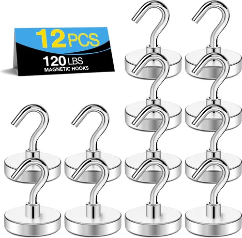 Vista 10 de TRYMAG Ganchos magnéticos para cabinas de cruceros, 30 libras +, paquete de Negro