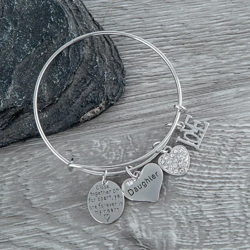 Vista 3 de Pulsera para hija, joyería para hija, nunca lejos para hijas, Terciopelo