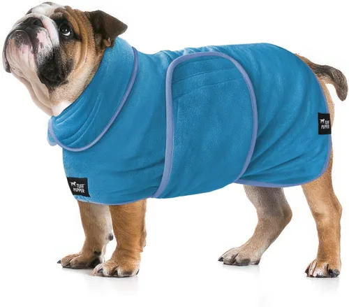 Vista 14 de Tuff Pupper Bata de baño para perro de secado rápido, toalla de felpa de 800 GSM, bata de baño súper absorbente para mascotas y cachorros, capucha