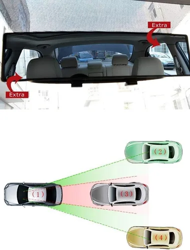 Vista 3 de iJDMTOY Espejo retrovisor plano de clip universal JDM de 300mm 12 pulgadas de ancho compatible con automóvil, SUV, camioneta, camión, etc