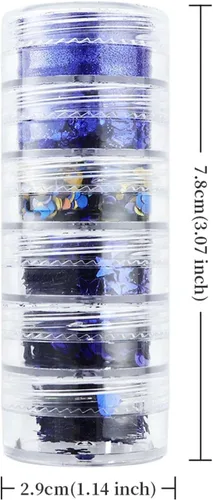 Vista 7 de Lentejuelas artísticas de uñas navideñas, copos de nieve azul holográficos, redondos, mariposa, corazón, copos de purpurina para decoración
