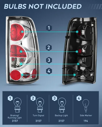 Vista 3 de Nilight Conjunto de luz trasera compatible con Chevy Silverado 1999, 2000, 2001, 2002, 2003, 2004, 2005, 2006, 2007, Chevy Silverado 1999-2002, GMC