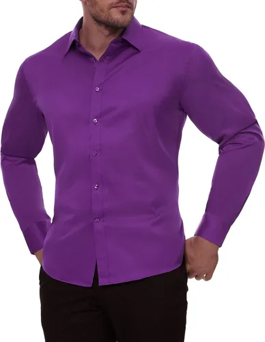 Vista 44 de Alimens & Gentle Camisas de vestir para hombre, manga larga, elásticas, sin arrugas, con botones