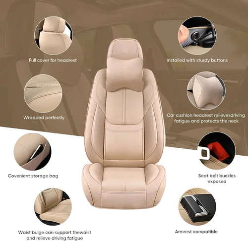 Vista 4 de Fundas de Asiento de Automóvil Accesorios Asiento Delantero Protector de Cojín de Cuero Transpirable Impermeable Funda de Asiento para Automóviles