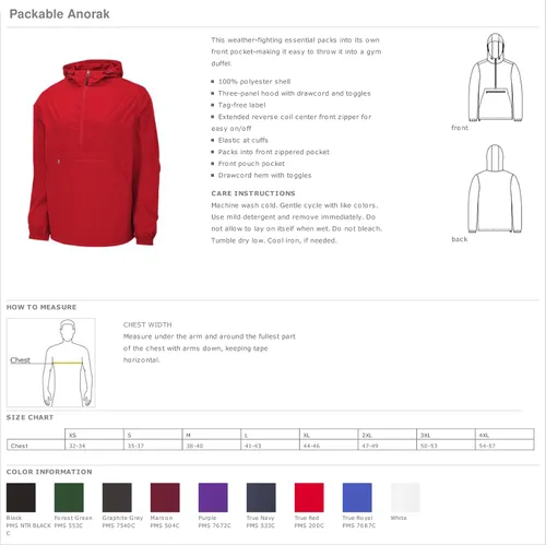Vista 2 de Sorority Letters Shop Pi Beta Phi Windbreaker - Anorak Pullover Jacket - Cuarto Cremallera