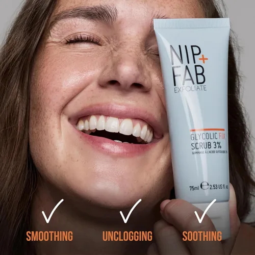 Vista 6 de Nip + Fab Glycolic Acid Fix Face Scrub con ácido salicílico, AHA/BHA, limpiador facial exfoliante para refinar poros y aclarar la piel, 2.5 fl oz