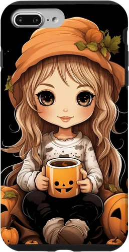 Vista 12 de Chibi Girl Anime Kawaii Pumpkin Spice Latte Fall Halloween Case for iPhone 16
