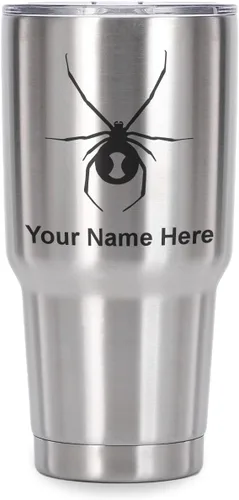 Vista 40 de LaserGram Vaso aislado al vacío de 20 onzas, araña viuda negra, grabado personalizado incluido (negro)