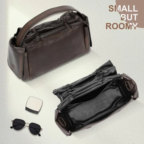 Vista 4 de YFGBCX Bolsos de diseñador para mujer, bolso multibolsillo, bolso Y2K, bolso de lazo de moda con acabado lavado, bolso vintage hobo bolso de otoño