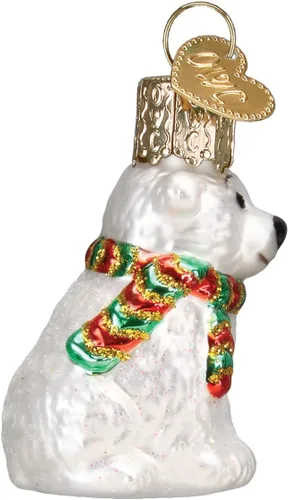 Vista 4 de Old World Christmas Gumdrops - Mini oso polar soplado de cristal para árbol de Navidad