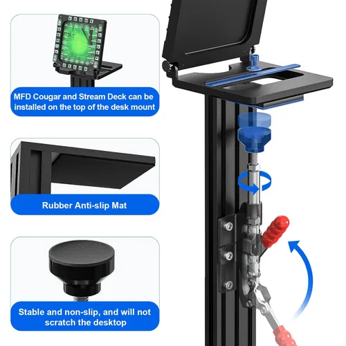 Vista 6 de Desk Mount for The Flight Sim Game Joystick Hotas Throttle Systems Flight Simulator Desk Mount Compatible with ThrustmasterLogitechTCA Officer
