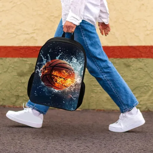 Vista 140 de HUGS IDEA Los animales frescos 3D niños escuela libro bolsa niños impresión mochilas, Baloncesto, Moderno