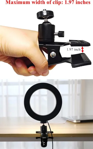 Vista 4 de PRAQECZ Soporte de teléfono con abrazadera de clip, soporte para teléfono celular para escritorio/mesa/puerta de cristal/deflector