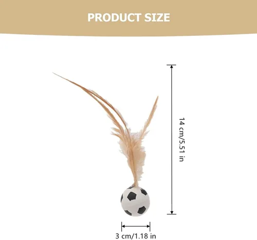 Vista 2 de 3 bolas interactivas de plumas para gatos, bolas de pompón para gatos, juguetes para gatos, bolas inflables con plumas para gatos