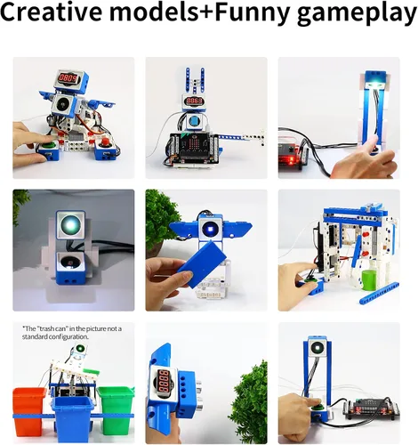 Vista 5 de Yahboom Kit de programación de bloques de construcción, módulo de sensor con micro bit V2 codificación STEM Kit de robot DIY Educación programable