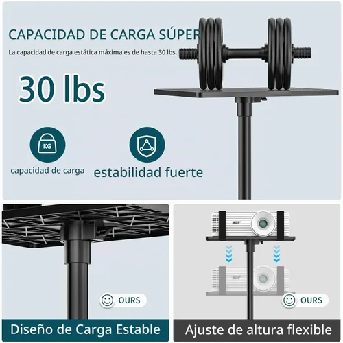 Vista 3 de Trípode para proyector de 23 a 51 pulgadas, soporte de trípode para laptop con banda elástica, altura ajustable para oficina, hogar, escenario