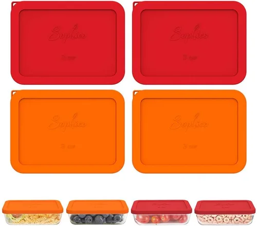 Vista 12 de SOPHICO Tapas de repuesto de silicona rectangular de 3 tazas para vidrio MINT - 2 PACK