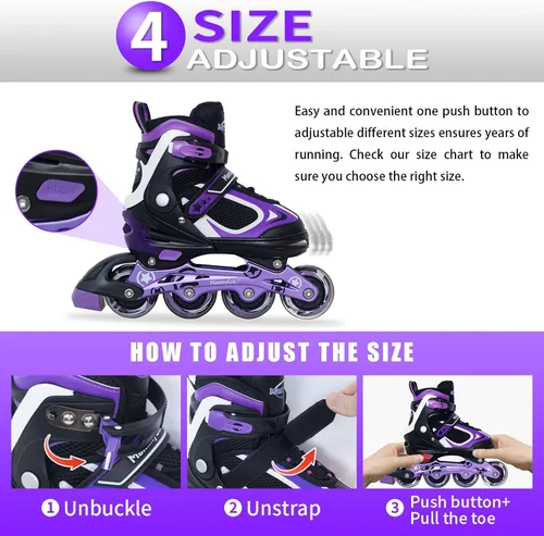 Vista 30 de MammyGol Patines en línea ajustables para niños y niñas, patines con ruedas iluminadas de 4 a 16 años