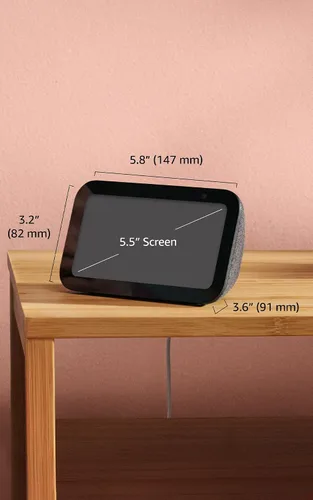 Vista 4 de Amazon Echo Show 5 (modelo más reciente), Pantalla inteligente con 2x bajo y sonido claro, Carbón