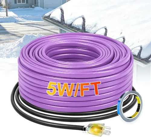 Vista 15 de Cinta térmica de 2 pies para tuberías de agua Cable de calefacción de techo y canaletas con enchufe iluminado de 6 pies