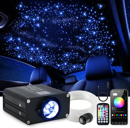 Vista 14 de Car Home Starlight Headliner Star - Kit de luces de techo parpadeantes y activadas por sonido, 200 unidades, 0.03 pulgadas x 9.8 pies, RGBW 16 W