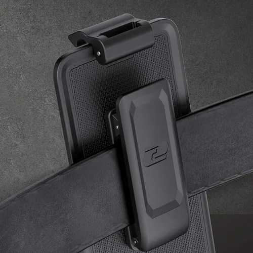 Vista 4 de Encased MAG - Funda para cinturón diseñada para iPhone 15 con clip de funda, tecnología protectora AirGuard (negro/transparente) compatible