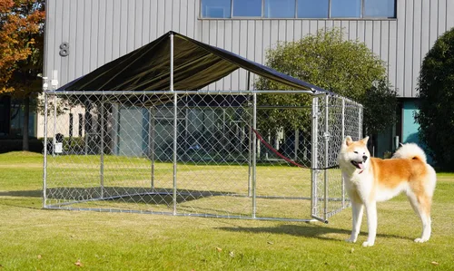 Vista 6 de Petony 305 cm x 305 cm Jaula para Perros al Aire Libre, Caseta para Perros Resistente, Jaula Grande para Mascotas, Malla, Caseta para Perros