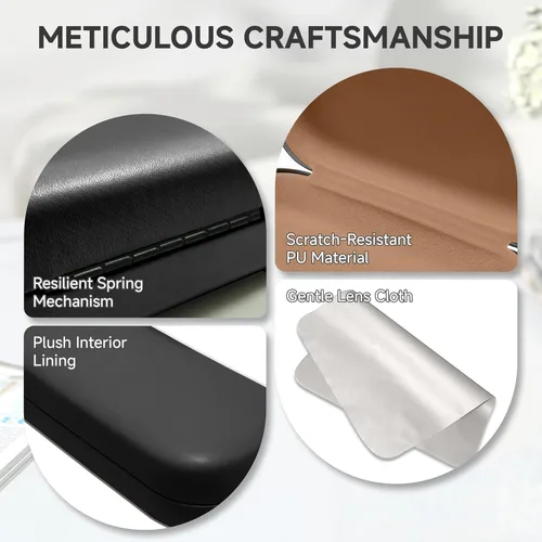Vista 6 de Glasses Case Large Hard Shell Eyeglasses Case PU Leather Protective for glasses 6.2" L x 2.4" W x 1.4" H