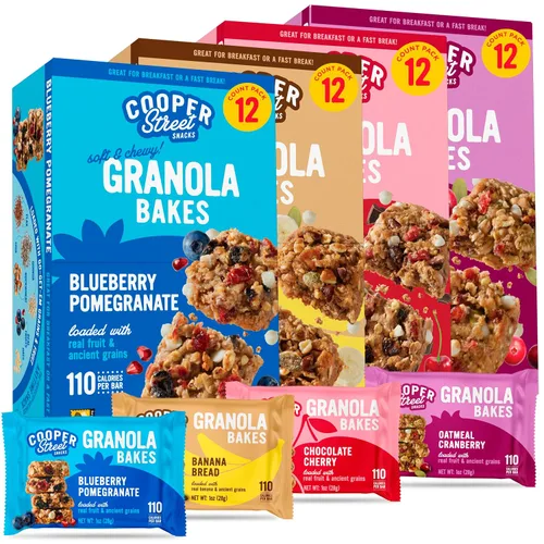 Vista 9 de Cooper Street Granola Bakes (36 unidades) - Paquete variado de barras de granola suaves y masticables para desayuno, sin nueces, lácteos y soja