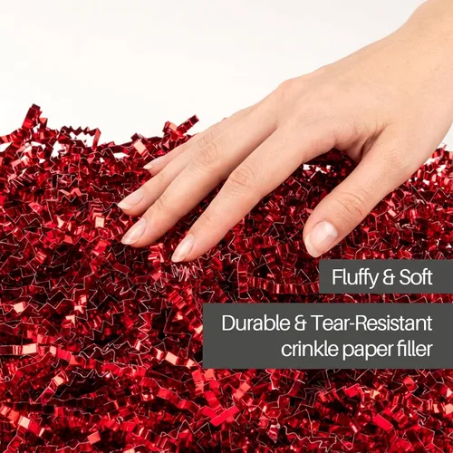 Vista 3 de Papel de regalo triturado Sukh de Navidad - Papel de corte arrugado para relleno de confeti como relleno de papel para cestas de relleno