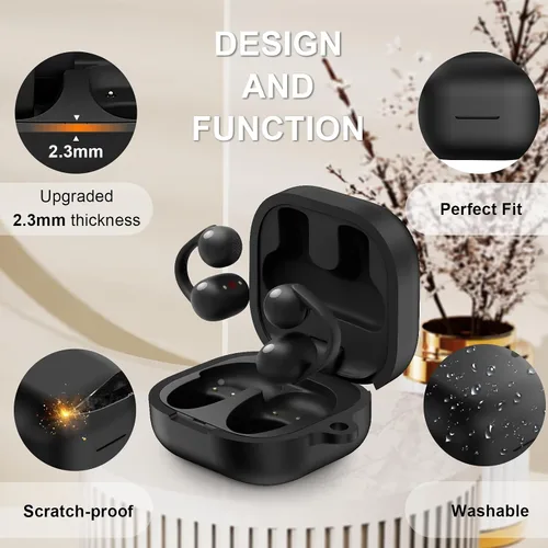 Vista 5 de Funda compatible con Sony LinkBuds Clip WF-LC900, silicona suave a prueba de golpes, funda protectora para auriculares Sony LinkBuds Clip Open-Ear
